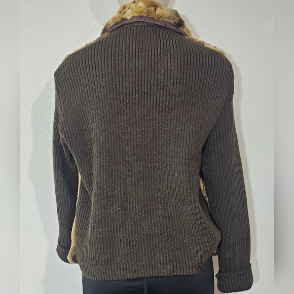 Essentials by Milano Leopard Print Ramie Jacket size L Brown Long Sleeve - Picture 2 of 8